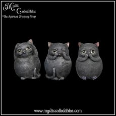 CT-FG001 Beeldjes Drie Wijze Dikke Katjes - Three Wise Fat Cats (Horen - Zien - Zwijgen) (Kat - Katten)