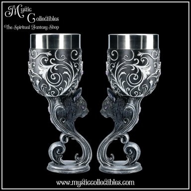 Kelken Familiars Love Goblets (Set van 2) - Mystic Love Collectie - Nemesis Now (Kat - Katten)