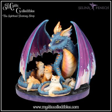 Beeldje Foster Family by Selina Fenech 12.5cm - Nemesis Now (Draak - Kat - Draken - Katten)