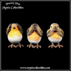 Beeldjes Drie Wijze Roodborstjes - Three Wise Robins (Horen - Zien - Zwijgen) (Vogel - Vogels)