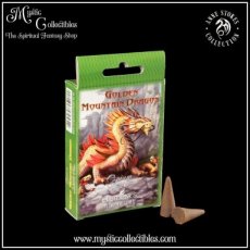AS-WR033 Golden Mountain Dragon Wierookkegeltjes  - Age of Dragons - Anne Stokes (Draak - Draken)
