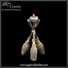 BR-KH002 Kaarshouder Broomstick Tea light holder 20.5cm - Broomstick Collectie - Nemesis Now