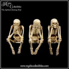 Beeldjes Drie Wijze Skeletten Plankzitters - Three Wise Skeletons Shelf Sitters (Horen - Zien - Zwijgen) (Skelet)