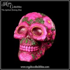 SK-SP005 Spaarpot Sugar Blossom Money Box 21cm - Nemesis Now - Roze Sugar Skull (Schedel - Skulls - Schedels)