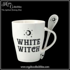 WI-MK012 Mok en Lepel Set White Witch Mug and Spoon Set - Something Different