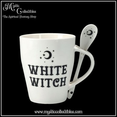 Mok en Lepel Set White Witch Mug and Spoon Set - Something Different